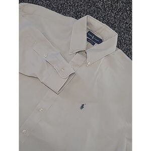 Polo Ralph Lauren Shirt Mens Large Long Sleeve Button Gray Beige Blake Casual‎